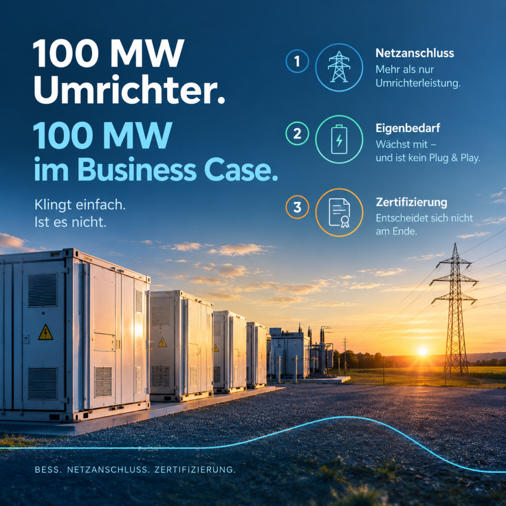 100 MW Umrichter. 100 MW im Business Case. Genau da beginnt das Problem.